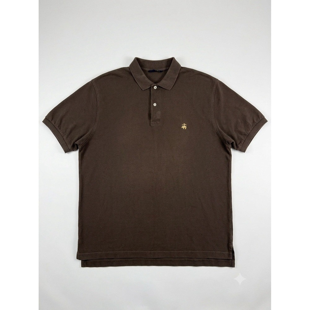 Brooks Sport Men's Brown Polo Shirt XL 100% Cotton Short Sleeve Classic Fit